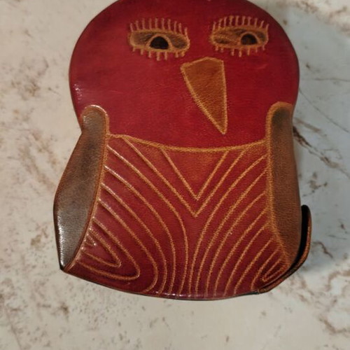 Leather ethnic piggy bank new with side door