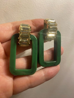 Earrings like new, green and gold, impressive