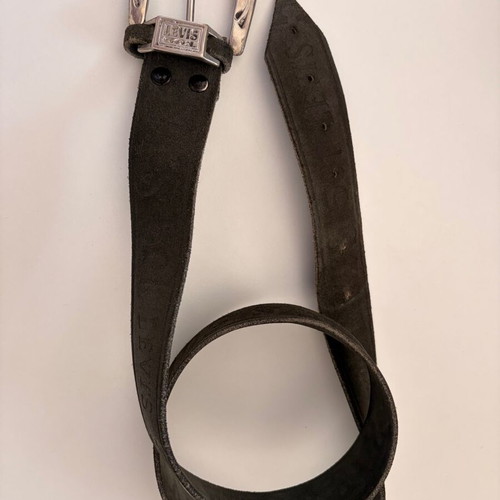 Levi's 501 vintage leather belt used, black with silver buckle