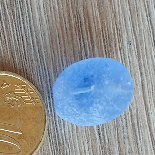 Sea glass new, light blue frosted piece from Athens beach