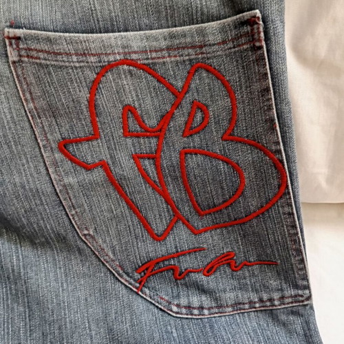 FUBU Vintage Streetwear Jeans Used, 3XL, Blue Denim, 90s Y2K Hip Hop
