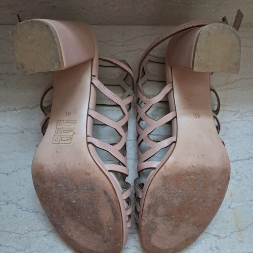 Anastazi Bournazos leather sandals used, size 41, pink, 7 cm heel