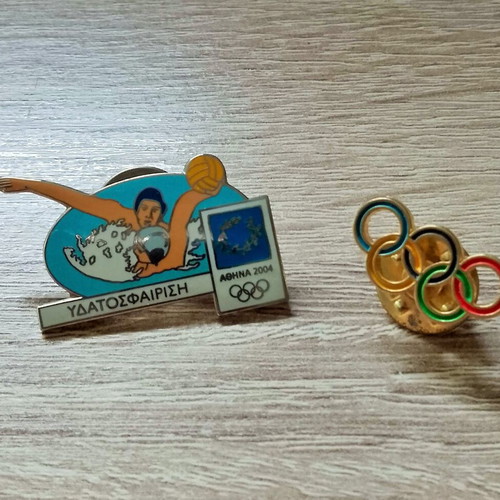 Olympic Games Athens 2004 pins used, water polo, pack of 2