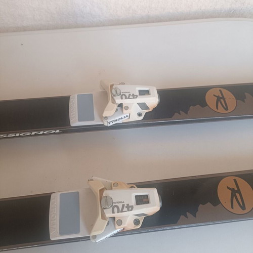 Open Rossignol XP11 V. A. S. Fibrometal ski used with Tyrolia 470 bindings and Kerma countach poles