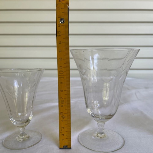 Set of 48 used Art Deco crystal glasses antique