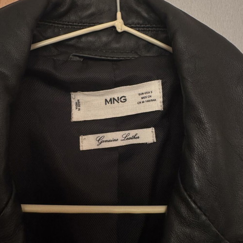 Mango leather biker jacket, black, size S