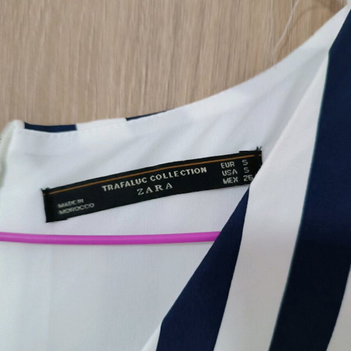 Zara dress with stripes, cutouts at waist, size small, like new