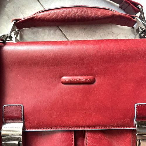 Piquadro leather briefcase for 15.6-inch laptop, like new, red
