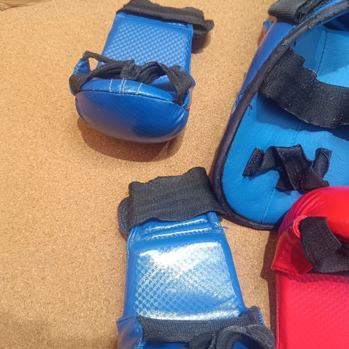 Olympus Sport Kids Karate and Taekwondo Shin Guards and Gloves Set used