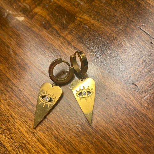 Stainless Steel Earrings like new, glam rock, gold color