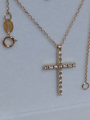 Χρυσός σταυρός με αλυσίδα καινούργιος, 9 καρατίων, μήκος 40 εκ.