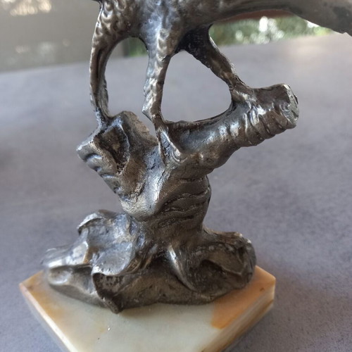 Vintage Metal Eagle Statue on Onyx Base like new