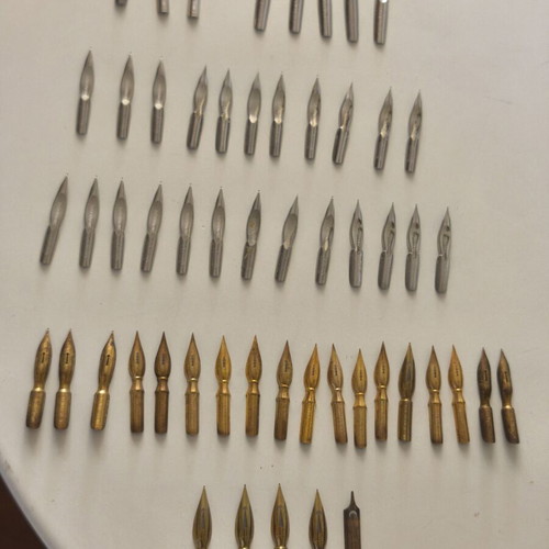 55 vintage dip pen nibs, various types