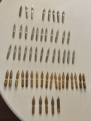 55 vintage dip pen nibs, various types