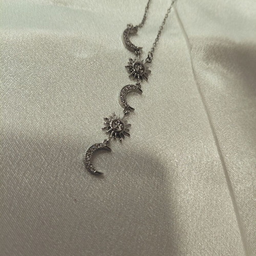 Steel tie chain silver color with moon designs new