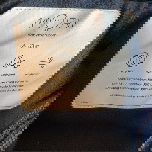 Mori baby jacket size 6-12 months like new