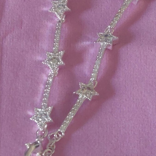 A.L.E. silver bracelet with star design and white zirconia, size 18-21