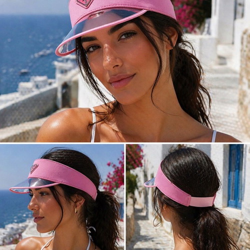 Prada pink visor hat with transparent shield like new, size M
