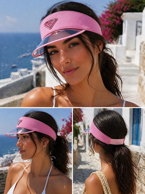Prada pink visor hat with transparent shield like new, size M