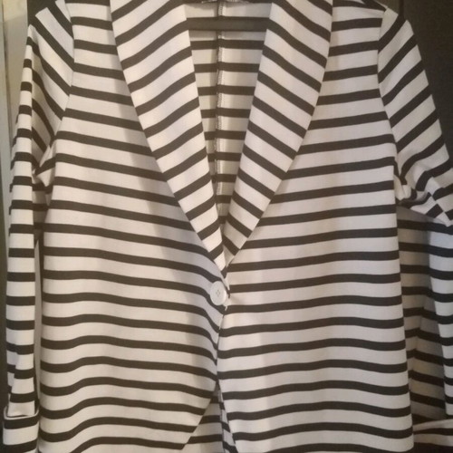 Jacket like new, white with black stripe, size medium