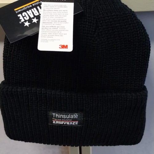 Army Race knit cap with fleece lining, black, new