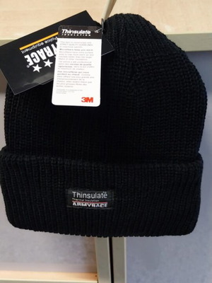 Army Race knit cap with fleece lining, black, new