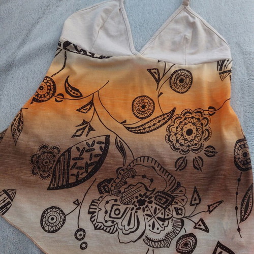 Boho Lipsy London top with ethnic design like new, beige and brown
