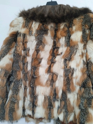 Genuine fur coat L like new, beige brown honey