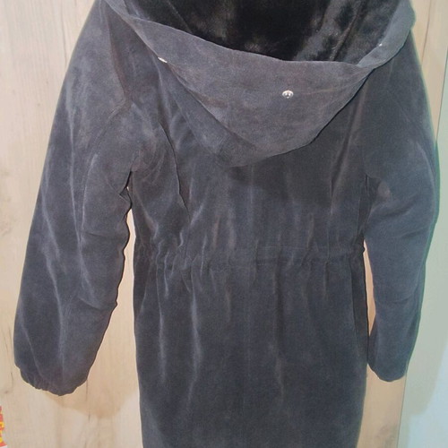 Owtwo black corduroy jacket XXL used with plush lining and hood