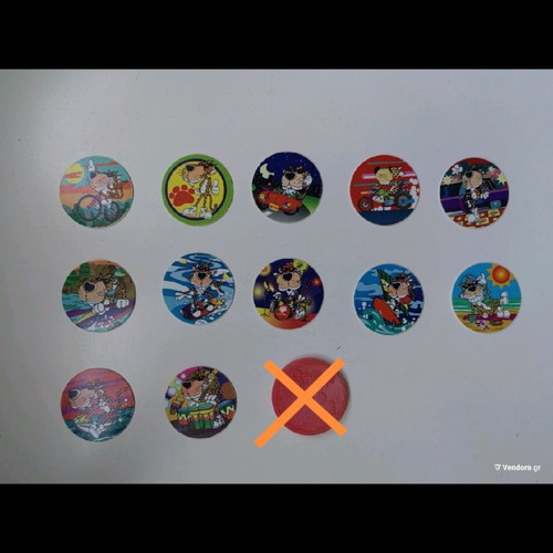 Tasty Tops Chester collectible caps '90 used, set of 12