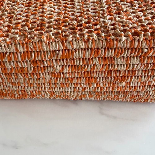 Straw bag new beige-orange 16x10x7