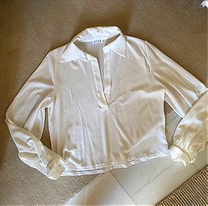 Ολοκαίνουρια Λευκή μπλουζα με γιακά πουκάμισου και αέρινα φουσκωτά μανίκια !