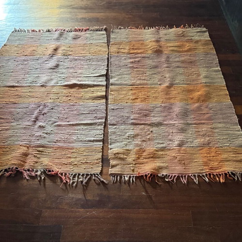 Traditional rugs set of 2 used, pastel colors, 100% cotton