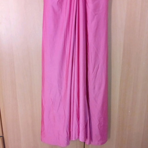 Long pink evening dress like new with neckline and open back