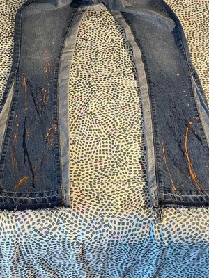 Blue Gallery Dept. Splattered Flared Jeans new, size 28 unisex