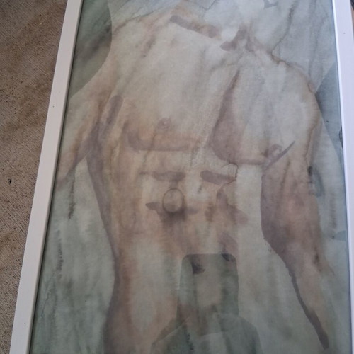 Painting "Γυμνο" framed 20×30cm, like new, signed