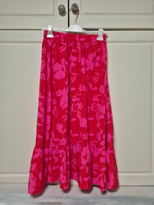 Maxi summer skirt like new, two-tone red-fuchsia, S/M