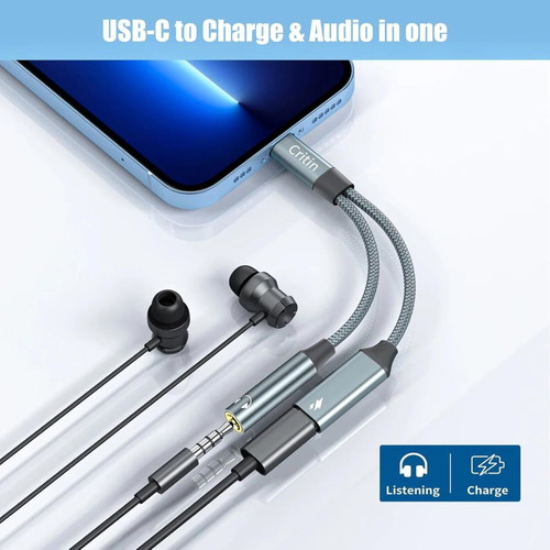 DAC USB C to 3.5mm Aux Adapter with 60W Fast Charging