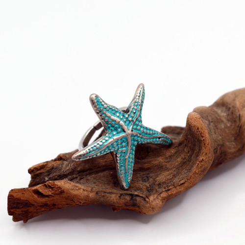 Turquoise starfish ring adjustable, new, The C2V brand