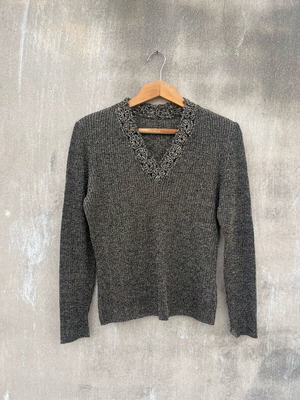 Knitted Shiny Blouse No M Like New