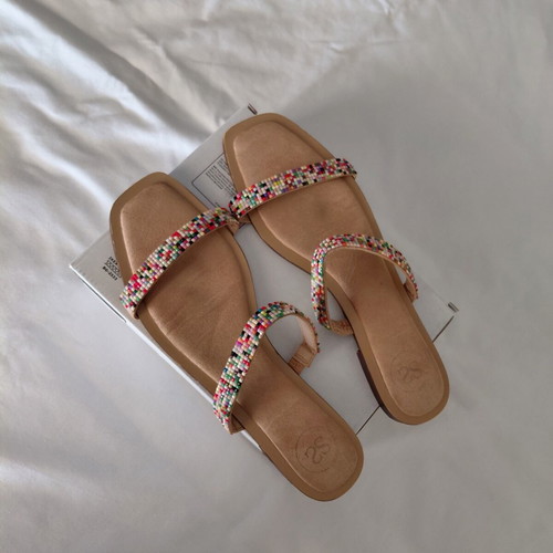 Sfera flat sandals like new with colorful stones, size 40