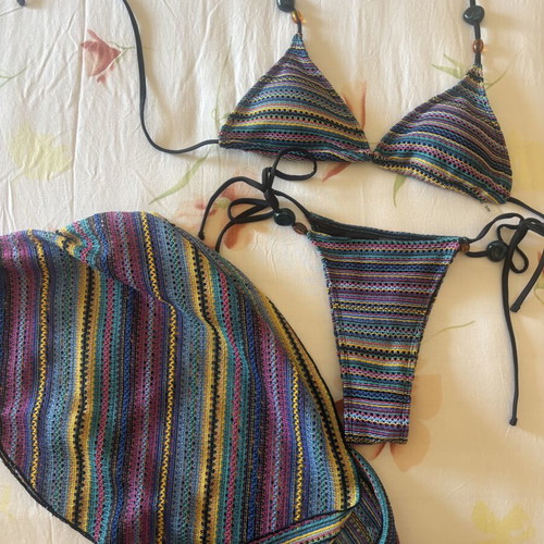 Decoro Bikini with Tie Strings and Pareo like new, multicolor, S/M
