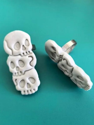 Handmade skull ring new, gray