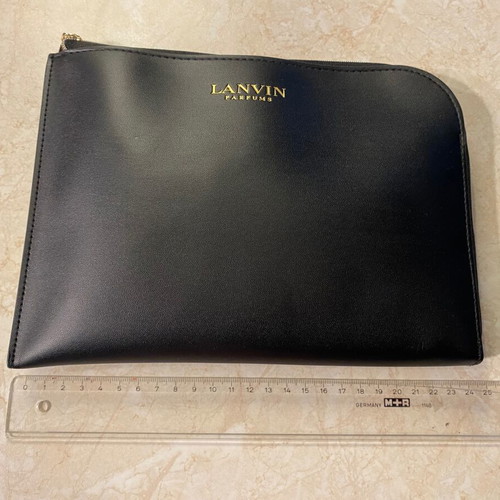 Lanvin toiletry bag new black leatherette with travel cosmetics