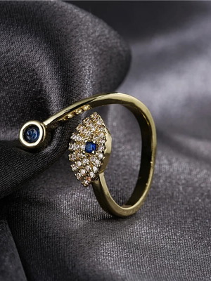 Women's ring new with eye and blue stone faux bijou