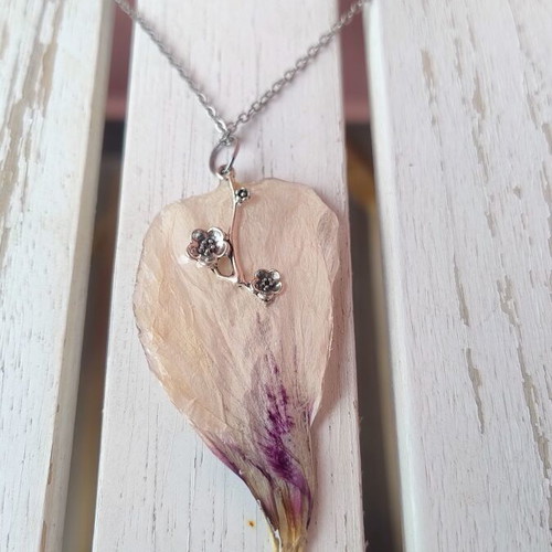 Floral necklace handmade talisman with hibiscus