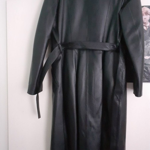 Roberto Cavalli leather midi coat new, black