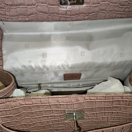 Large pink leather handbag new with snake pattern