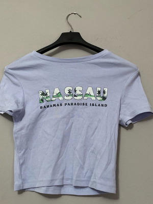 T-shirt crop top Primark blue short sleeve used, size S