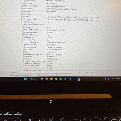 Asus TUF Gaming A15 Ryzen7 7735HS RTX 4060 16GB 500GB 144Hz σαν καινούργιο